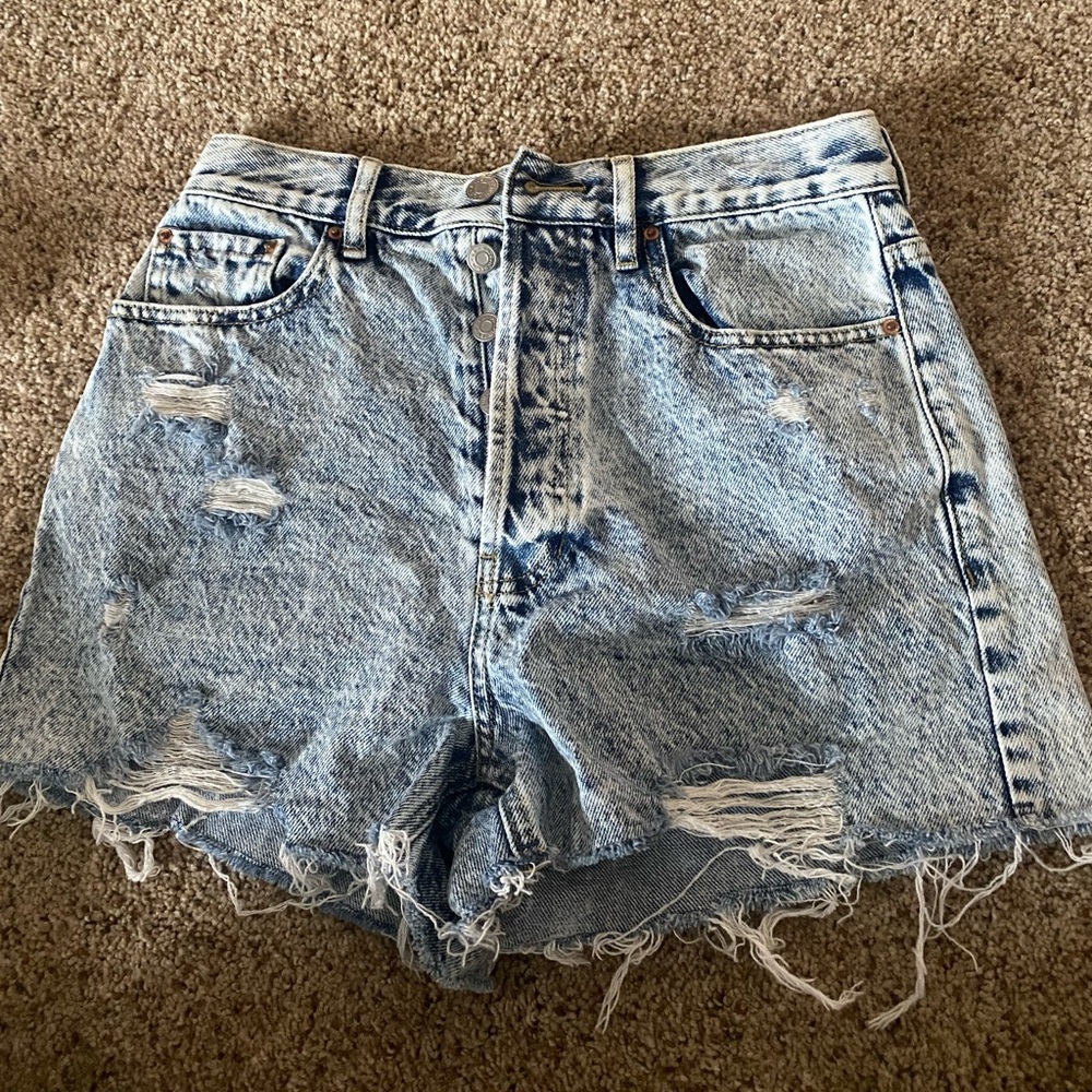 High rise light wash denim shorts from pacsun